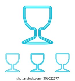 Cyan line wine logo design set