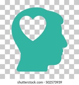 Cyan Love Heart Think interface icon. Vector pictogram style is a flat symbol on chess transparent background.