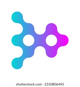 Cyan magenta Meta ball shape. Futuristic logo design template. Connection union concept. Liquid joined dots. Biotechnology science research. Molecule structure. Connected circles. Vector illustration