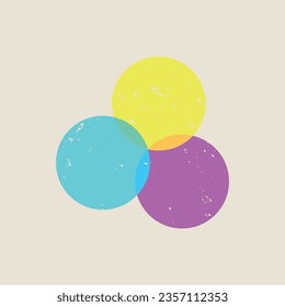 Cyan, magenta, yellow halftone circle template CMYK circles Vector SHOTLISTretro