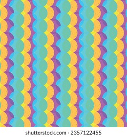 Cyan magenta yellow halftone circle template CMYK circles. Colorful pattern background. Cartoon rainbow symbol Vector illustration SHOTLISTretro