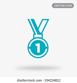 Cyan medal isolated vector icon
