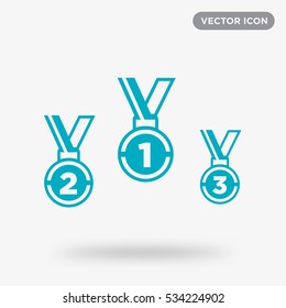 Cyan medal isolated vector icon