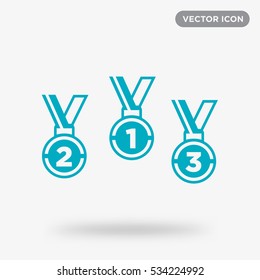 Cyan medal isolated vector icon