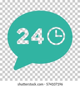 Cyan Message Hours toolbar icon. Vector pictograph style is a flat symbol on chess transparent background.