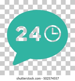 Cyan Message Hours toolbar pictogram. Vector pictogram style is a flat symbol on chess transparent background.