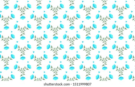 Cyan Nasturtium Flower with Triangle Pattern Background