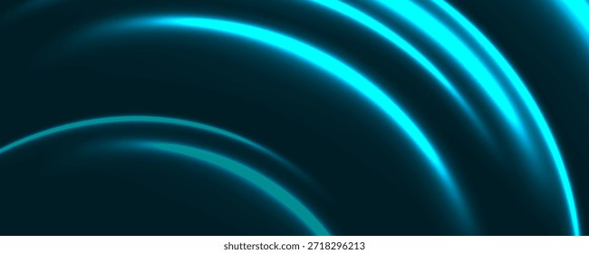 Ondas de luz de neón cian sobre fondo oscuro