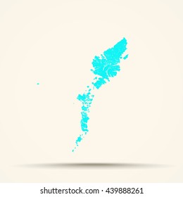 Cyan Outer Hebrides Map Illustration