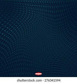 cyan pattern with turquoise wave on dark background. vector illustration