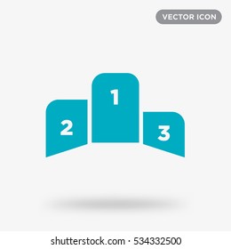 Cyan pedestal isolated vector icon, winner podium sign or symbol