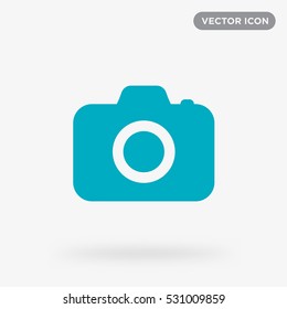 Cyan photo camera icon illustration isolated vector sign symbol