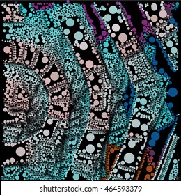 Cyan pink dot on black business abstract background