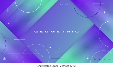 Cyan and Purple Gradient Geometric Background. Cover, Banner or Layout Design Template for Identity, Branding, Advertising or Promotion