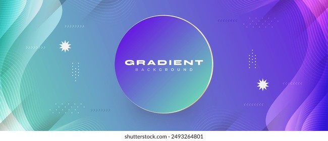 Cyan and Purple Gradient Geometric Background. Cover, Banner or Layout Design Template for Identity, Branding, Advertising or Promotion