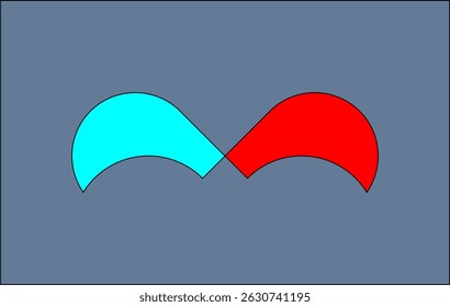 Logotipo aleatório de cor vermelho-ciano abstrato