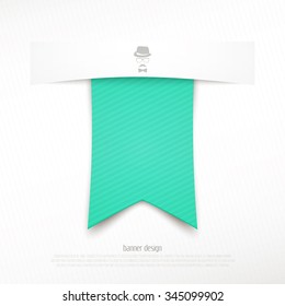 cyan ribbon bookmark isolated on white background. vector banner design. decorative label, promotion sticker