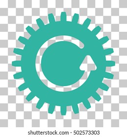Cyan Rotate Cog interface toolbar pictogram. Vector pictogram style is a flat symbol on chess transparent background.