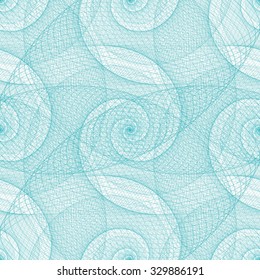 Cyan seamless wired swirl fractal pattern background