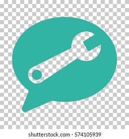 Cyan Service Message interface icon. Vector pictograph style is a flat symbol on chess transparent background.