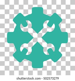 Cyan Service Tools interface icon. Vector pictogram style is a flat symbol on chess transparent background.