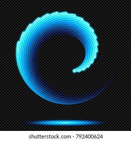 Cyan shining Helix  on Transparent Background  - Vector Glowing Neon Spiral
