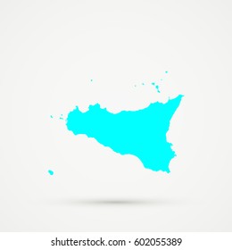 Cyan Sicily Map Illustration