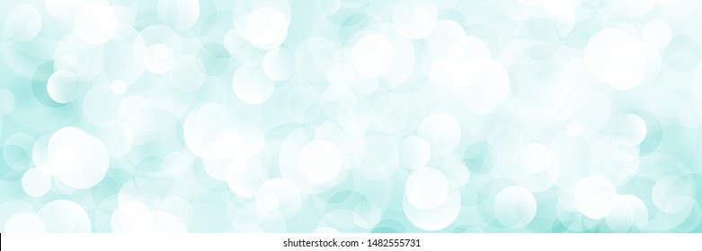 Cyan Soft Bright Abstract Bokeh Banner ,Soft Glow of the Sun , Defocused Lights, Vector Illustration