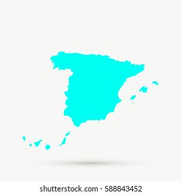 Cyan Spain Map Illustration