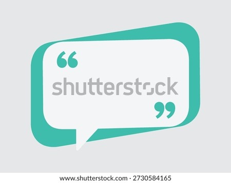 Cyan speech bubble with quotation marks, blank interior. Use for dialogue.