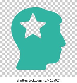 Cyan Star Head interface toolbar pictogram. Vector pictograph style is a flat symbol on chess transparent background.
