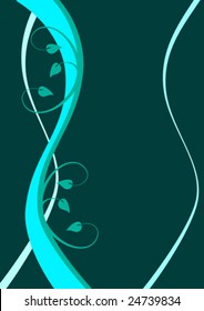A cyan and teal floral vector background with a floral design  on a darker  background