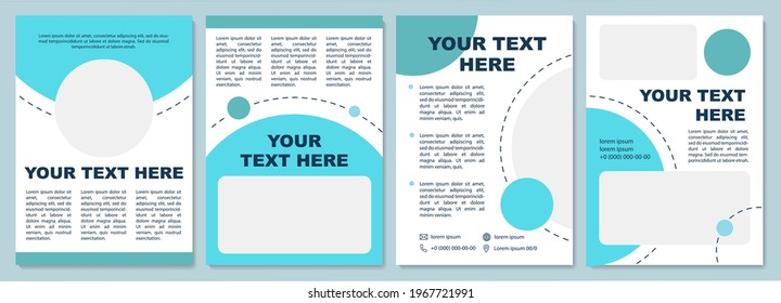 Cyan themed brochure template. Flyer, booklet, leaflet print, cover design with copy space. New product presenting. Vector layouts for magazines, annual reports, advertising posters