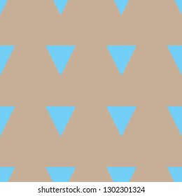 Cyan triangles. Vector seamless repeat background. Geometric abstract texture. Blue triangles on beige background. Surface pattern.