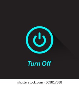 Cyan Turn On/Off Button Isolated On Black Background