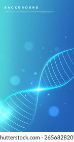 A cyan vertical gene chain background with a sense of technology