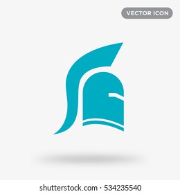 Cyan warrior helmet isolated vector icon