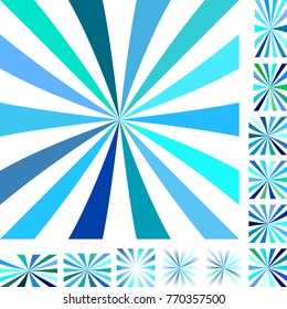 Cyan and white vector ray burst design background set. Different color, gradient, screen, paper size versions.