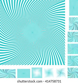 Cyan and white vector spiral design background set. Different color, gradient, screen, paper size versions.