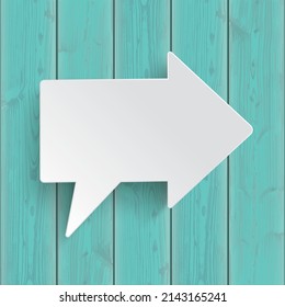 Cyan Wood Arrow Speech Bubble