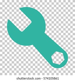 Cyan Wrench interface icon. Vector pictograph style is a flat symbol on chess transparent background.