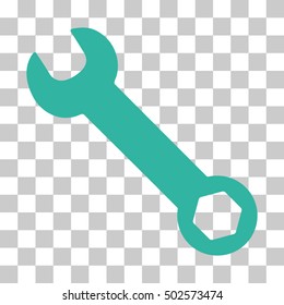 Cyan Wrench interface toolbar icon. Vector pictograph style is a flat symbol on chess transparent background.