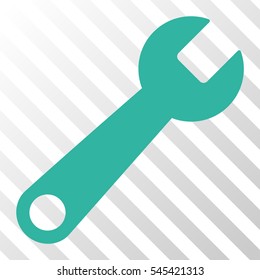Cyan Wrench interface toolbar pictogram. Vector pictogram style is a flat symbol on diagonal hatch transparent background.