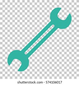Cyan Wrench interface toolbar pictogram. Vector pictogram style is a flat symbol on chess transparent background.