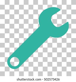 Cyan Wrench toolbar icon. Vector pictogram style is a flat symbol on chess transparent background.