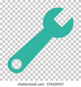 Cyan Wrench toolbar icon. Vector pictograph style is a flat symbol on chess transparent background.
