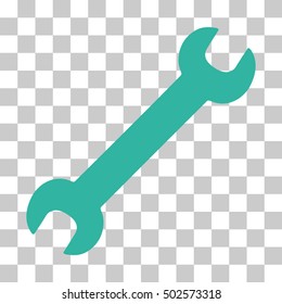 Cyan Wrench toolbar pictogram. Vector pictogram style is a flat symbol on chess transparent background.