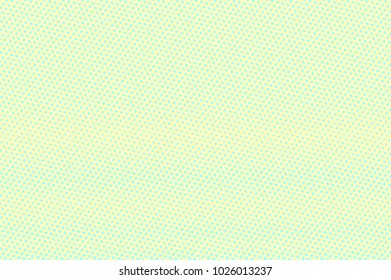 Cyan yellow dotted halftone. Horizontal subtle dotted gradient. Half tone vector background. Abstract pastel texture. Green ink dot on yellow backdrop. Modern pop art design template. Halftone texture