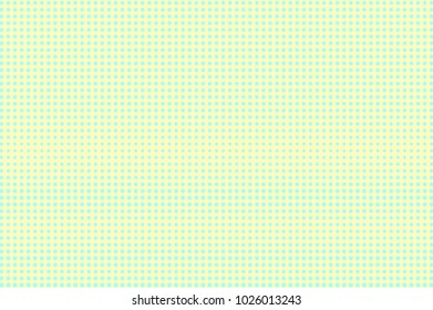 Cyan yellow dotted halftone. Regular sparse dotted pattern. Half tone vector background. Abstract pastel texture. Green ink dot on yellow backdrop. Modern pop art design template. Halftone texture