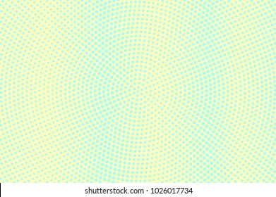 Cyan yellow dotted halftone. Vertical grunge dotted gradient. Half tone vector background. Abstract pastel texture. Green ink dot on yellow backdrop. Modern pop art design template. Halftone texture